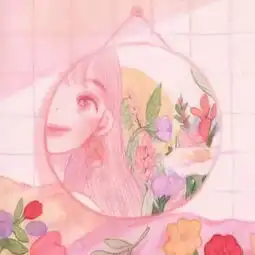 配色明快丰富的彩铅女孩,线条简单却充满萌感