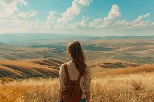 自然风景活力女孩背影摄影图下载至来源处