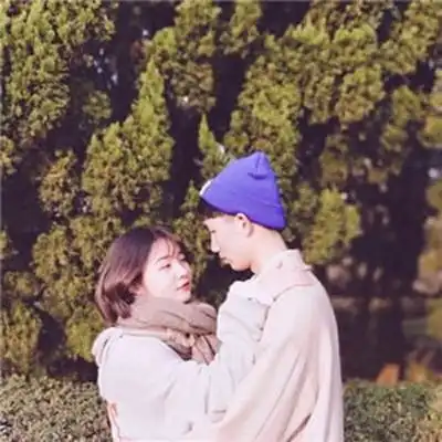 森系情侣头像一左一右绿色文艺森系情侣头像一对