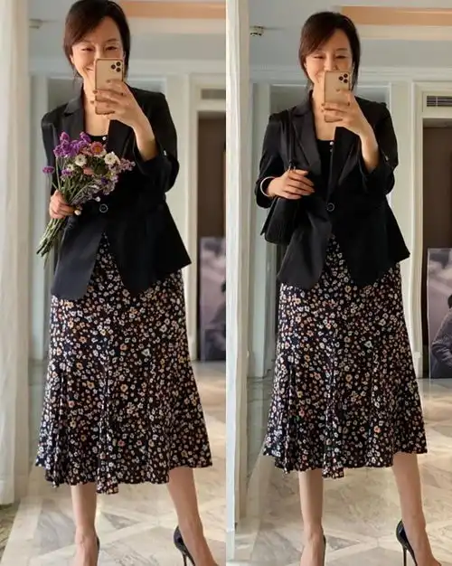 50岁女人穿真丝碎花裙时,记住四要四不要,显贵优雅有女人味