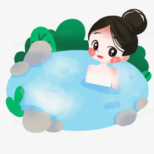 卡通手绘女孩泡温泉免抠png图片素材免费下载女孩png40004000像素
