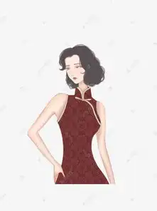 卡通穿着红色旗袍的女人元素素材图片免费下载千库网