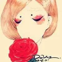 手绘黑白头像女叹气