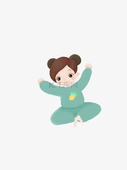 穿蓝色睡衣的可爱小女孩插画设计可商用元素素材图片免费下载千库网