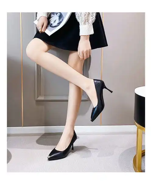 小童马头层牛皮时装高跟鞋女2021细跟时尚法式尖头职业单鞋浅口鞋a