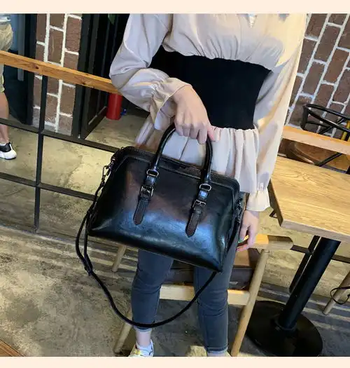 女包包新款时尚潮流百搭女包真皮欧美风范牛皮手提单肩斜挎包msb福卡商城