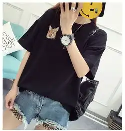 新款卡通图案t恤女短袖宽松韩版夏装打底衫上衣nc1881