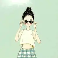 手绘女生头像卡通黑白古