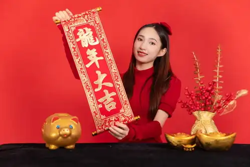 龙年大吉新年龙年春节美女人物摄影图广告素材下载至来源处