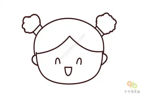 团子头女孩头像简笔画