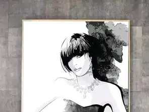 简约现代插画手绘美女黑白装饰画图片素材效果图下载其他大全特殊材质编号17897111