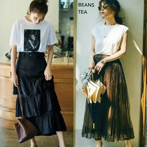 40女人的春夏首选白色t恤半裙,简约而不凡,绽放无限魅力