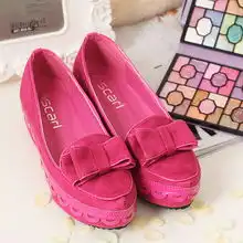 实拍2014春秋季新款欧美风时尚厚底坡跟蝴蝶结女单鞋子