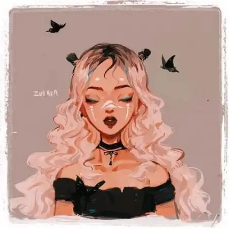 手绘卡通女头像,日系另类的个性女孩子