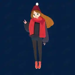 戴着圣诞帽子的时尚女生插画png素材图片免费下载高清psd千库网图片编号11530848