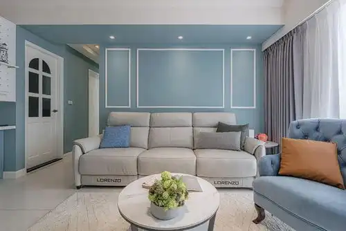 76㎡美式乡村风住宅,莫兰迪蓝调,打造少女心的浪漫温室