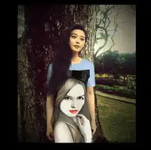 蝴蝶结美人印花连衣裙