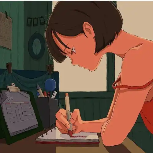 复古文艺唯美女生头像插画