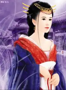 把这古代美女画像图用文字表达出来
