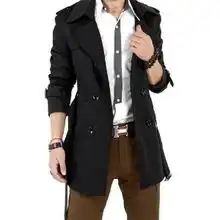 弗西卡加大码男装双排扣韩版风衣男士中长款修身加肥加大码风衣100260斤都有码