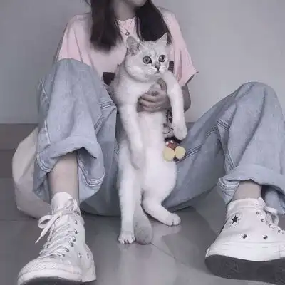 阿萌猫和少女女生单人头像