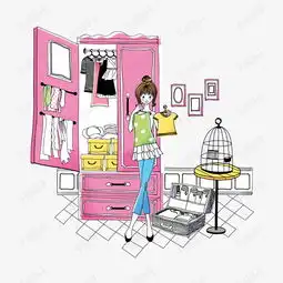韩国手绘时尚女性生活卡通挑衣服素材图片免费下载高清装饰图案psd千库网图片编号1233851
