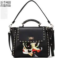 2012新款潮女韩版时尚铆钉民族脸谱包单肩斜挎手提包女士包包p80