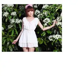 e品7695日韩时尚新款女装清新可爱荷叶边连衣裙