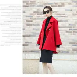 q女装欧美高端双面呢翻领大衣女款毛呢外套中长款全羊毛大衣女