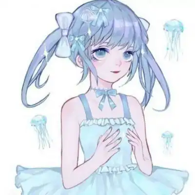 蓝色系小清新动漫女头
