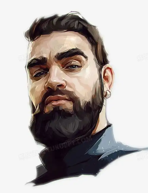 油画手绘插画头像男