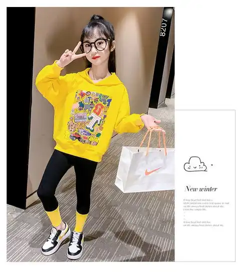 易蓓儿女童卫衣春装2020新款韩版潮洋气中大儿童装网红女孩宽松连帽上衣