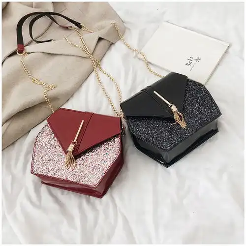 ins高级感洋气女包亮片包包女2019新款春夏季少女挎包链条斜挎包
