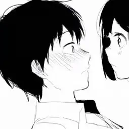 黑暗冷酷动漫情侣头像一左一右扎女孩的小辫子