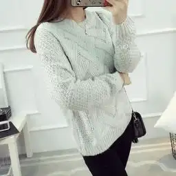 毛衣女套头宽松韩版冬季长袖学生保暖打底衫单件针织衫