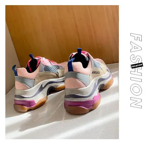 小童马2021年春季新款巴黎老爹鞋女小白鞋休闲运动ins拼色厚底增高单鞋