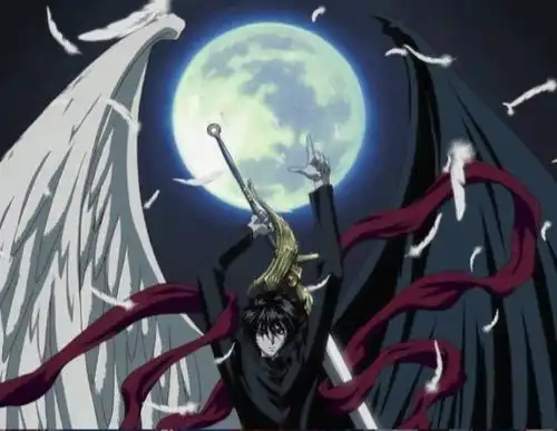 图片里那个半天使半恶魔翅膀的动漫人物是谁,出自哪部动漫