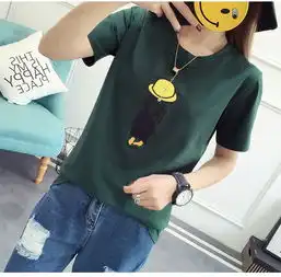 夏季短袖t恤女学生韩版宽松显瘦卡通绣花百搭女潮nc799