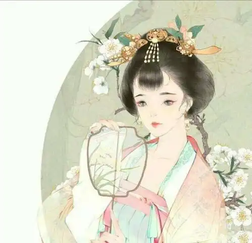 求古风少女,长发,汉服颜色偏浅,动漫人物的图片