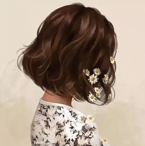 插画头像女生简约气质卷