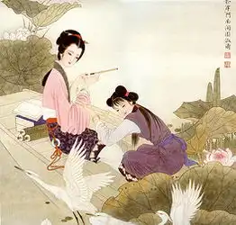 微信头像荷花女孩荷叶