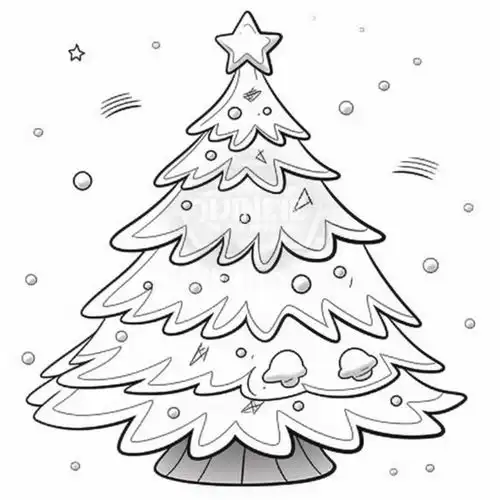 简约卡通线条风格圣诞树素材图片广告素材下载至来源处