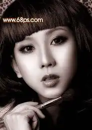 photoshop调出金发美女暗调金灰色