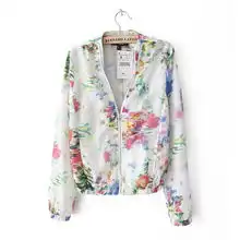 2013hm绸缎质感花色碎花拉链女式短外套夹克衫薄外套