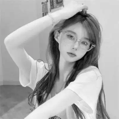 手绘黑白头像女唯美