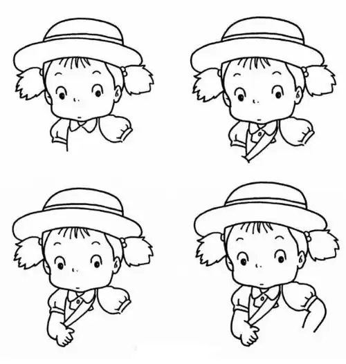 每天学一幅简笔画教程龙猫小女孩小梅的画法教程