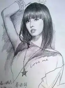 手绘素描美女

