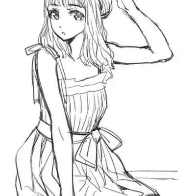 线条头像女简约可爱手绘女生黑白线条头像