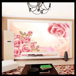 唯美浪漫玫瑰花电视背景墙图片素材psd效果图下载客厅电视背景墙图大全电视背景墙编号12306553