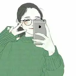 手绘头像女生黑白背影短